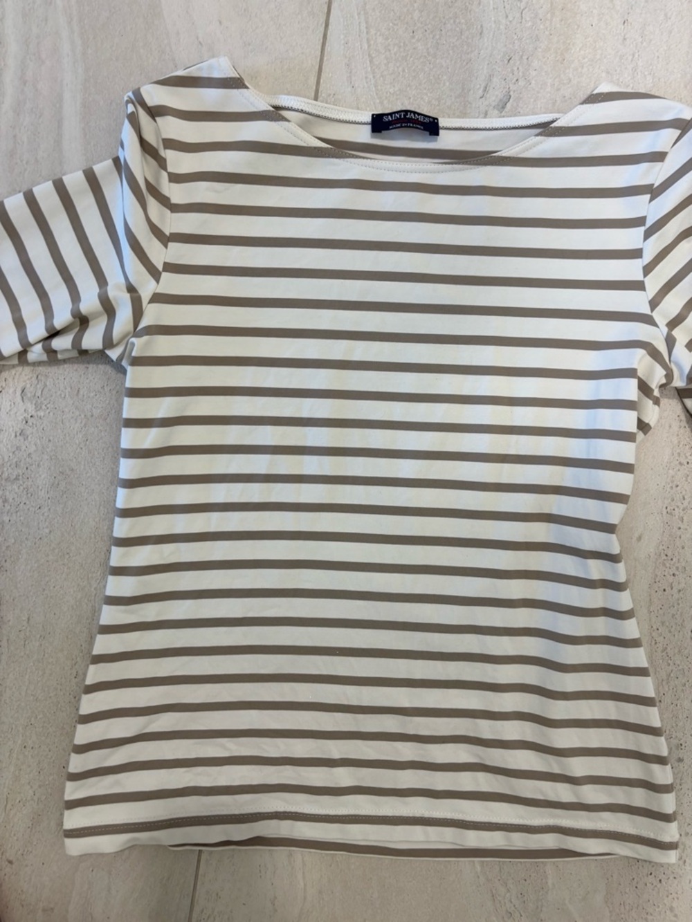 Saint James Garde-Côte Breton shirt in cream and tan - Picture 3 of 8
